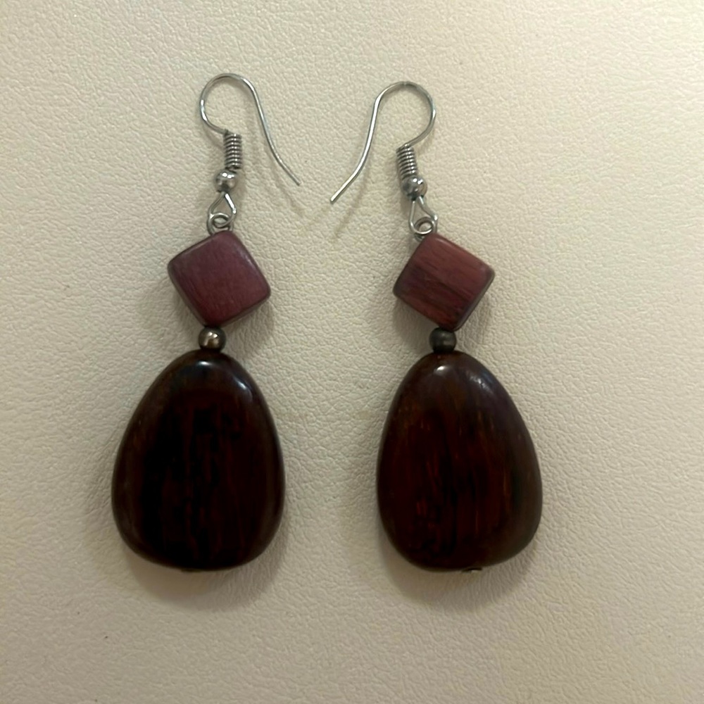 Handmade wooden earrings from Costa Rica